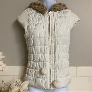 J.J. Basics front zipper off white coat with hood